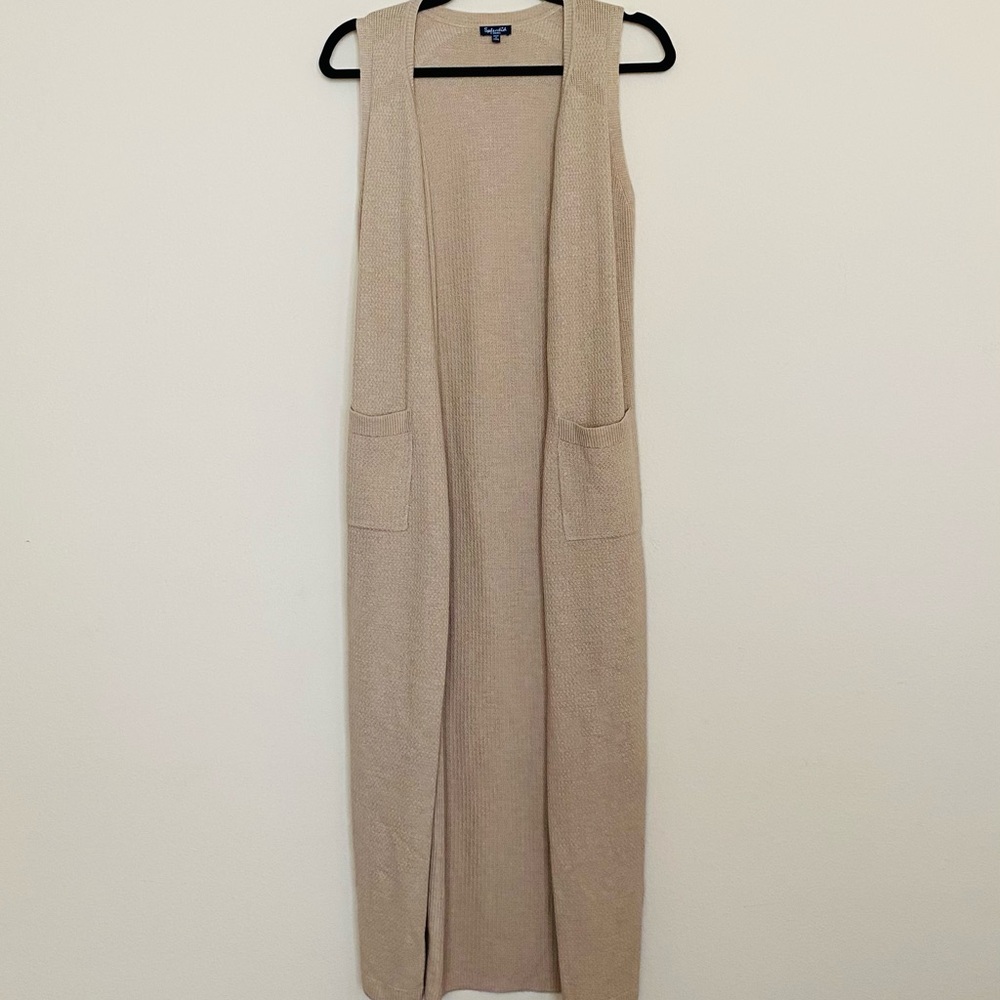 Long Length Cardigan Vest with Pockets